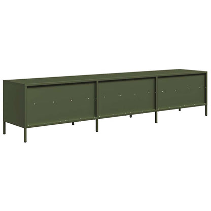 vidaXL Meuble TV vert olive 202x39x43,5 cm Acier laminé à froid