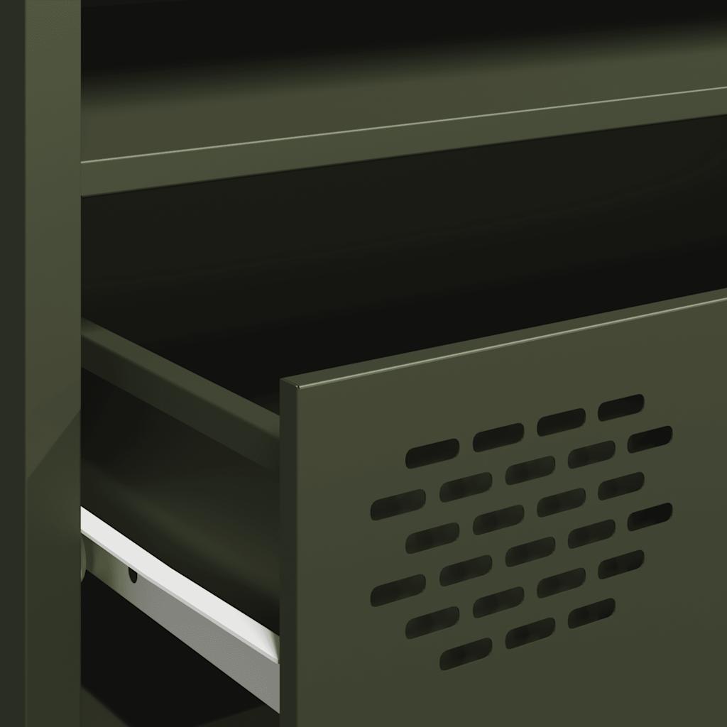 vidaXL Meuble TV vert olive 202x39x43,5 cm Acier laminé à froid