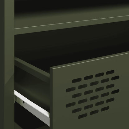 vidaXL Meuble TV vert olive 202x39x43,5 cm Acier laminé à froid