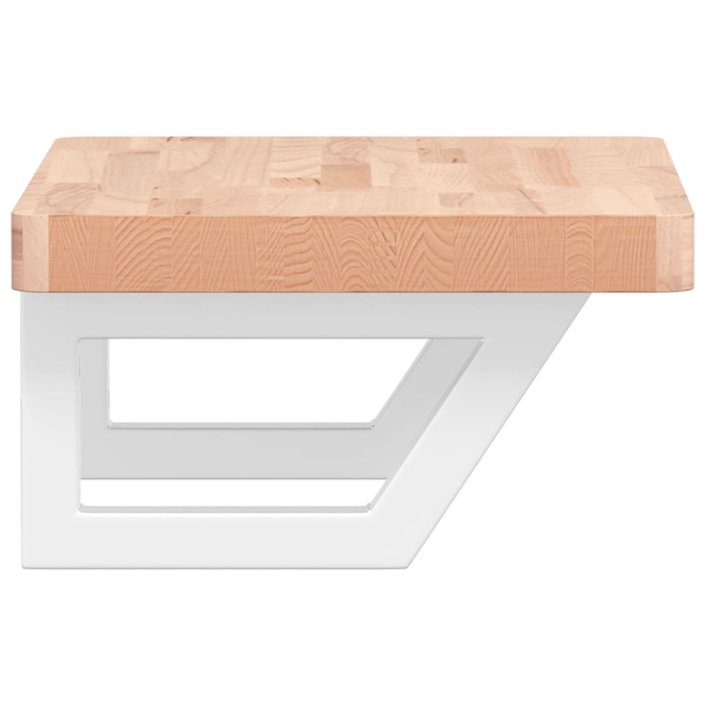 vidaXL Waschbeckenregal Wandmontage Stahl und Massivholz Buche