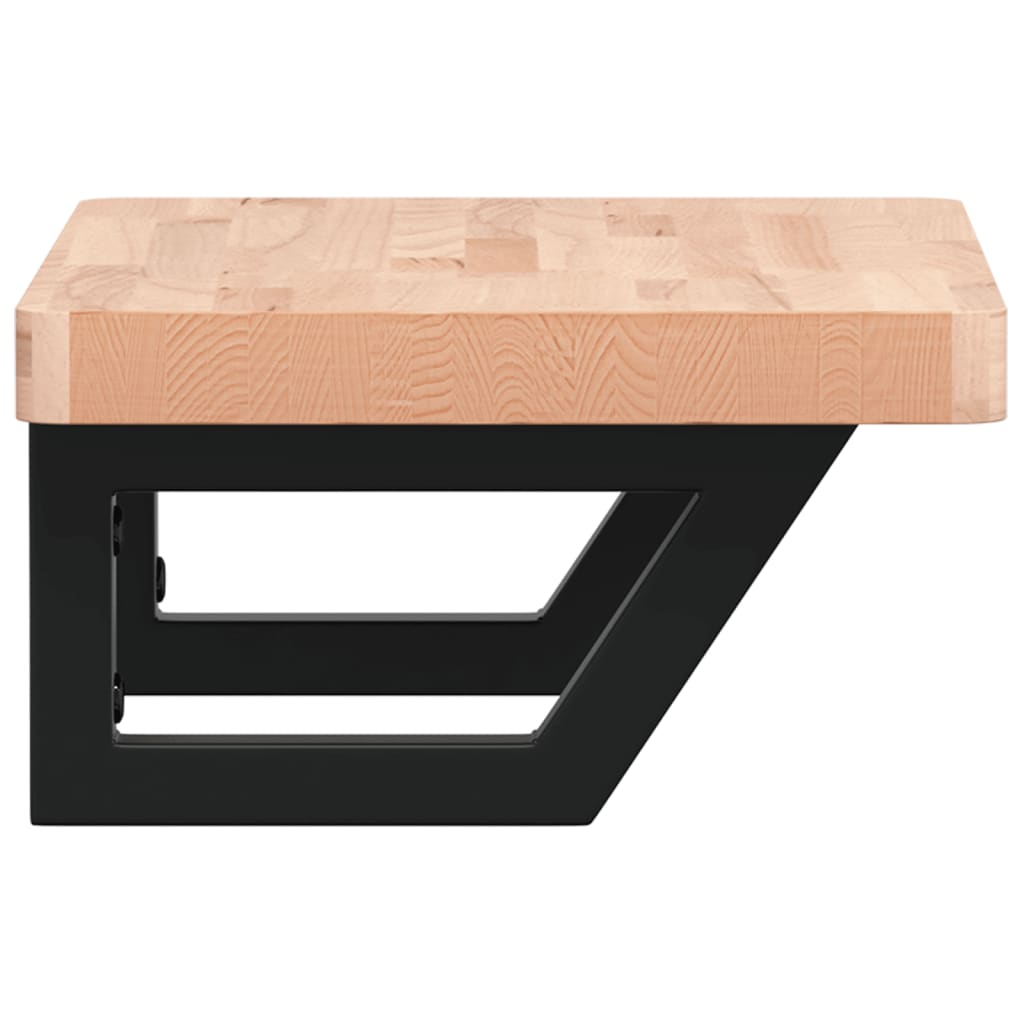 vidaXL Waschbeckenregal Wandmontage Stahl und Massivholz Buche