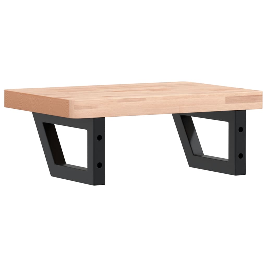 vidaXL Waschbeckenregal Wandmontage Stahl und Massivholz Buche