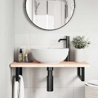 vidaXL Waschbeckenregal Wandmontage Stahl und Massivholz Buche