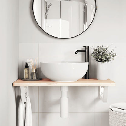 vidaXL Waschbeckenregal Wandmontage Stahl und Massivholz Buche