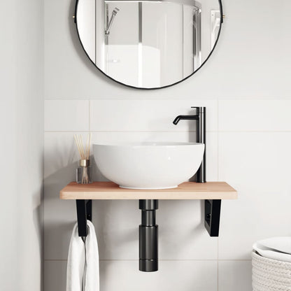 vidaXL Waschbeckenregal Wandmontage Stahl und Massivholz Buche