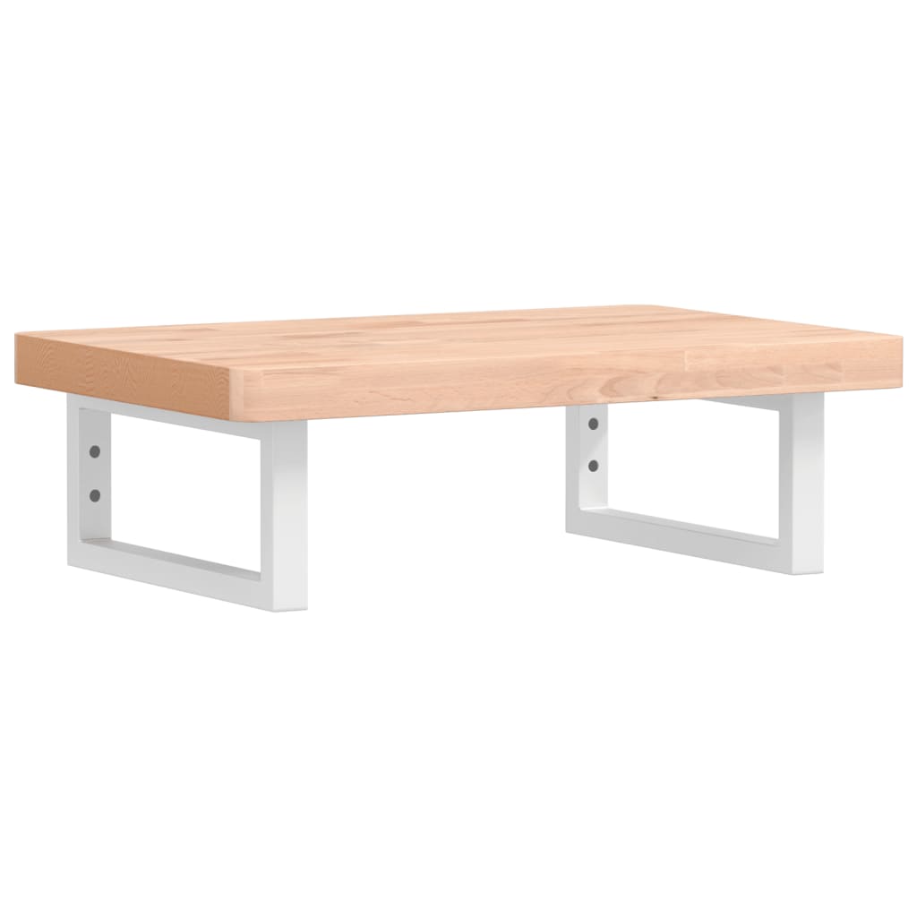 vidaXL Waschbeckenregal Wandmontage Stahl und Massivholz Buche