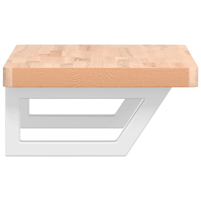 vidaXL Waschbeckenregal Wandmontage Stahl und Massivholz Buche