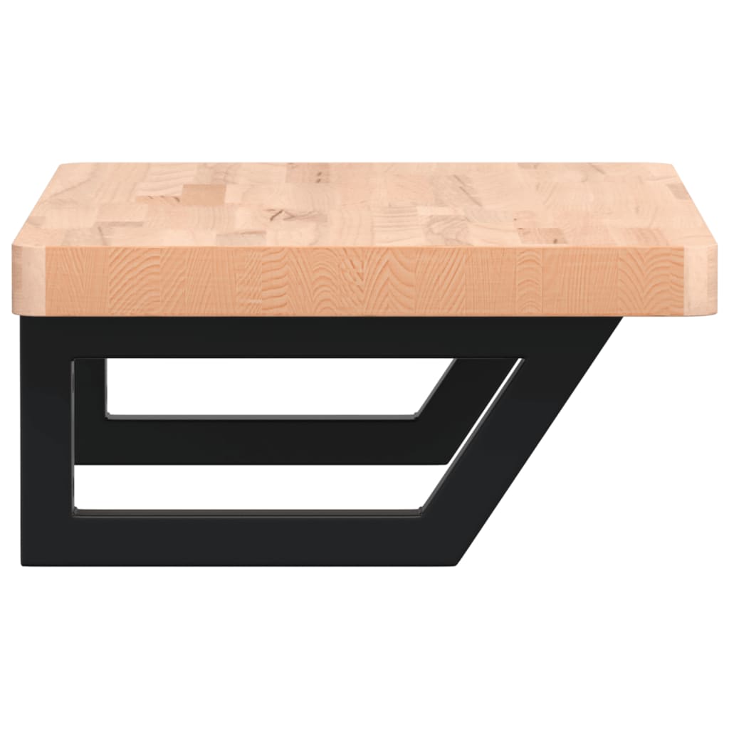 vidaXL Waschbeckenregal Wandmontage Stahl und Massivholz Buche