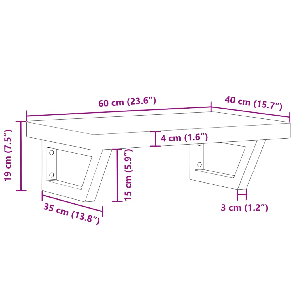 vidaXL Waschbeckenregal Wandmontage Stahl und Massivholz Buche