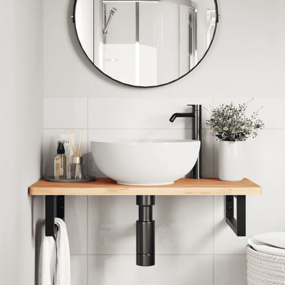 vidaXL Waschbeckenregal Wandmontage Stahl und Massivholz Buche