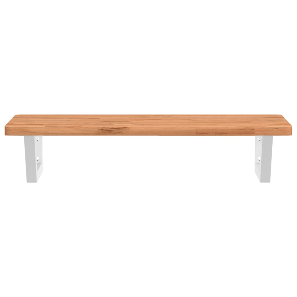 vidaXL Waschbeckenregal Wandmontage Stahl und Massivholz Buche