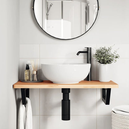vidaXL Waschbeckenregal Wandmontage Stahl und Massivholz Buche