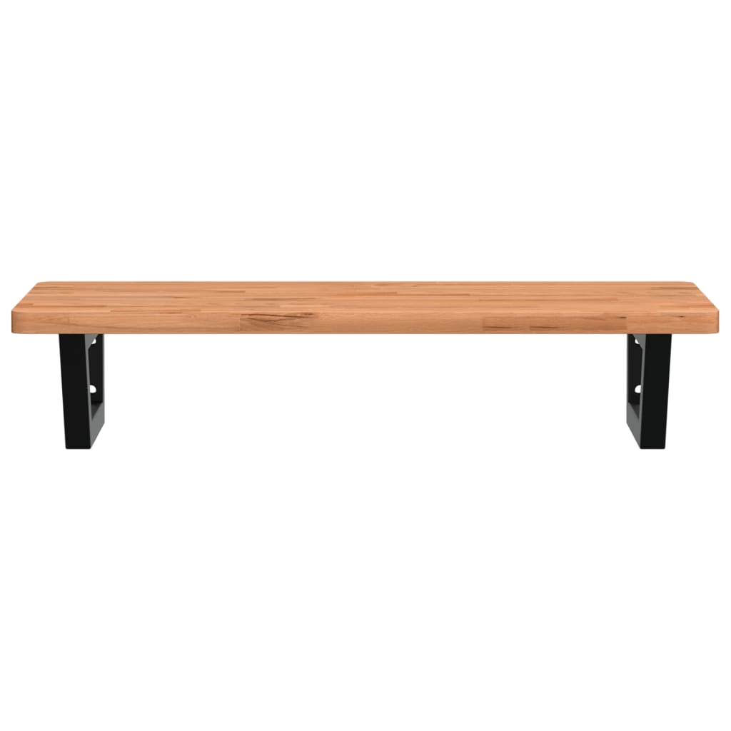 vidaXL Waschbeckenregal Wandmontage Stahl und Massivholz Buche