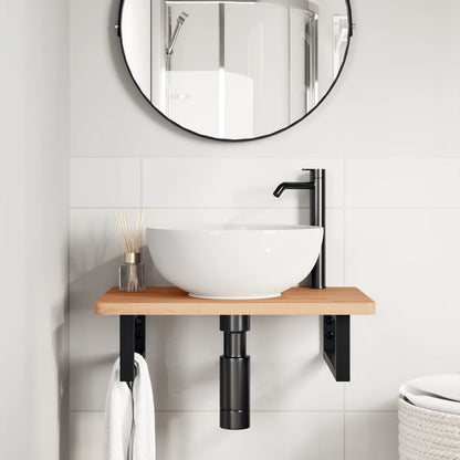 vidaXL Waschbeckenregal Wandmontage Stahl und Massivholz Buche