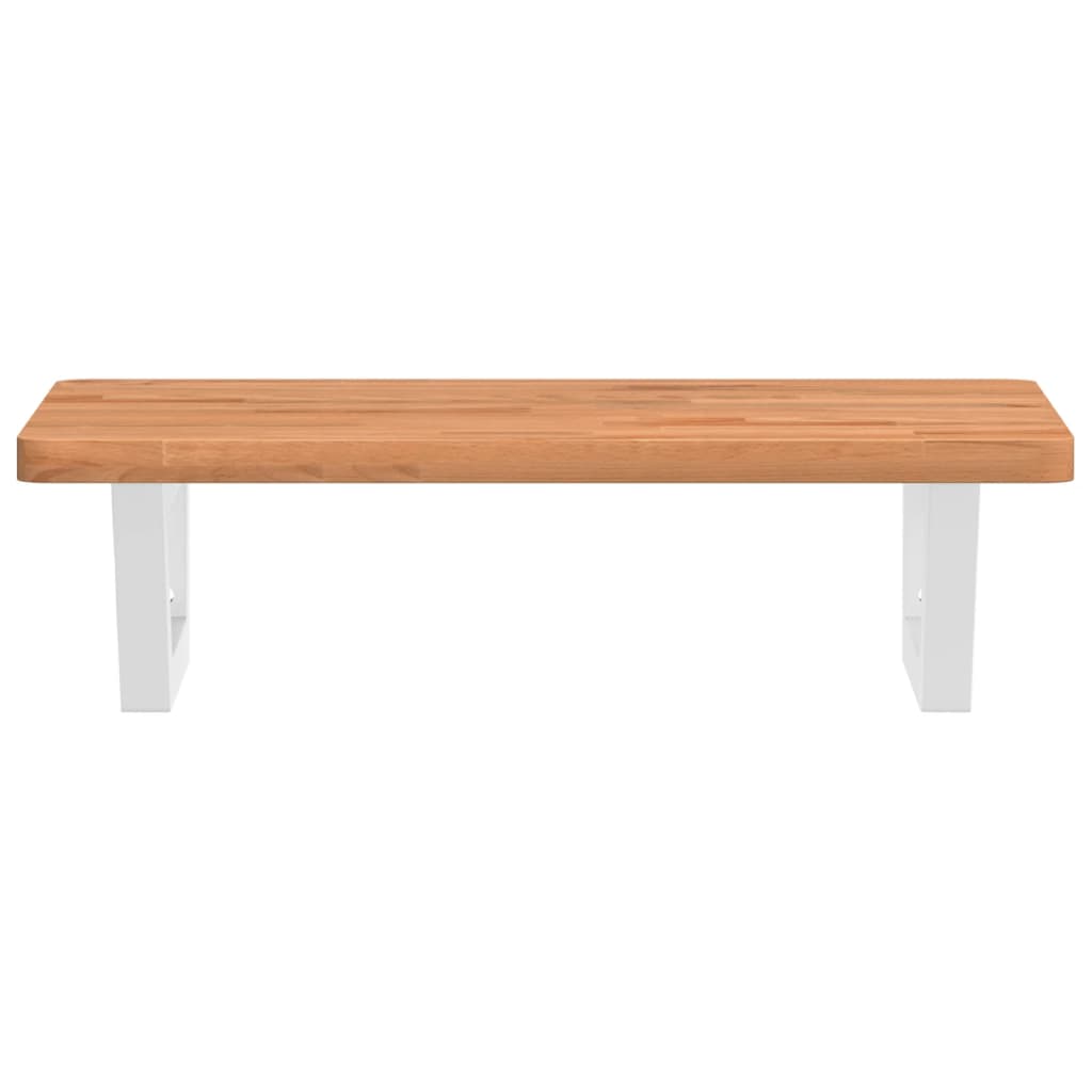 vidaXL Waschbeckenregal Wandmontage Stahl und Massivholz Buche