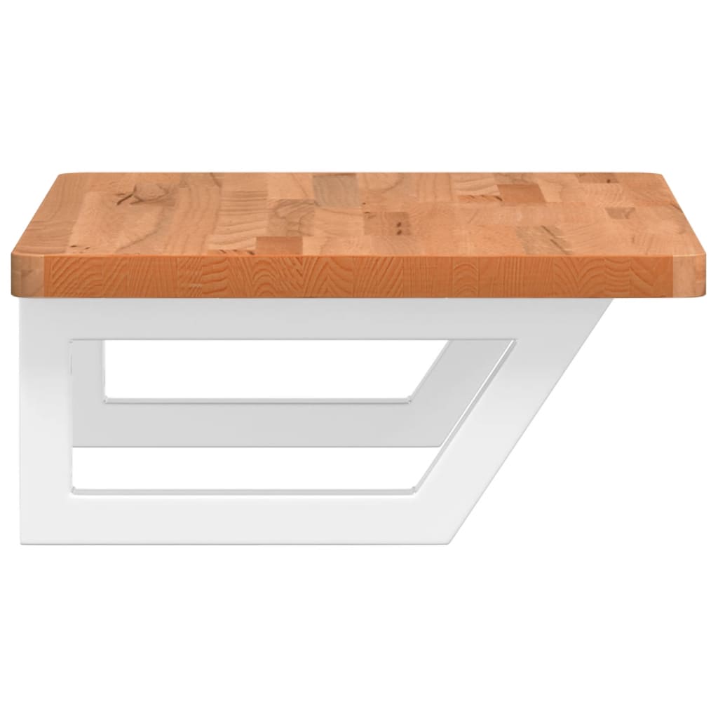 vidaXL Waschbeckenregal Wandmontage Stahl und Massivholz Buche