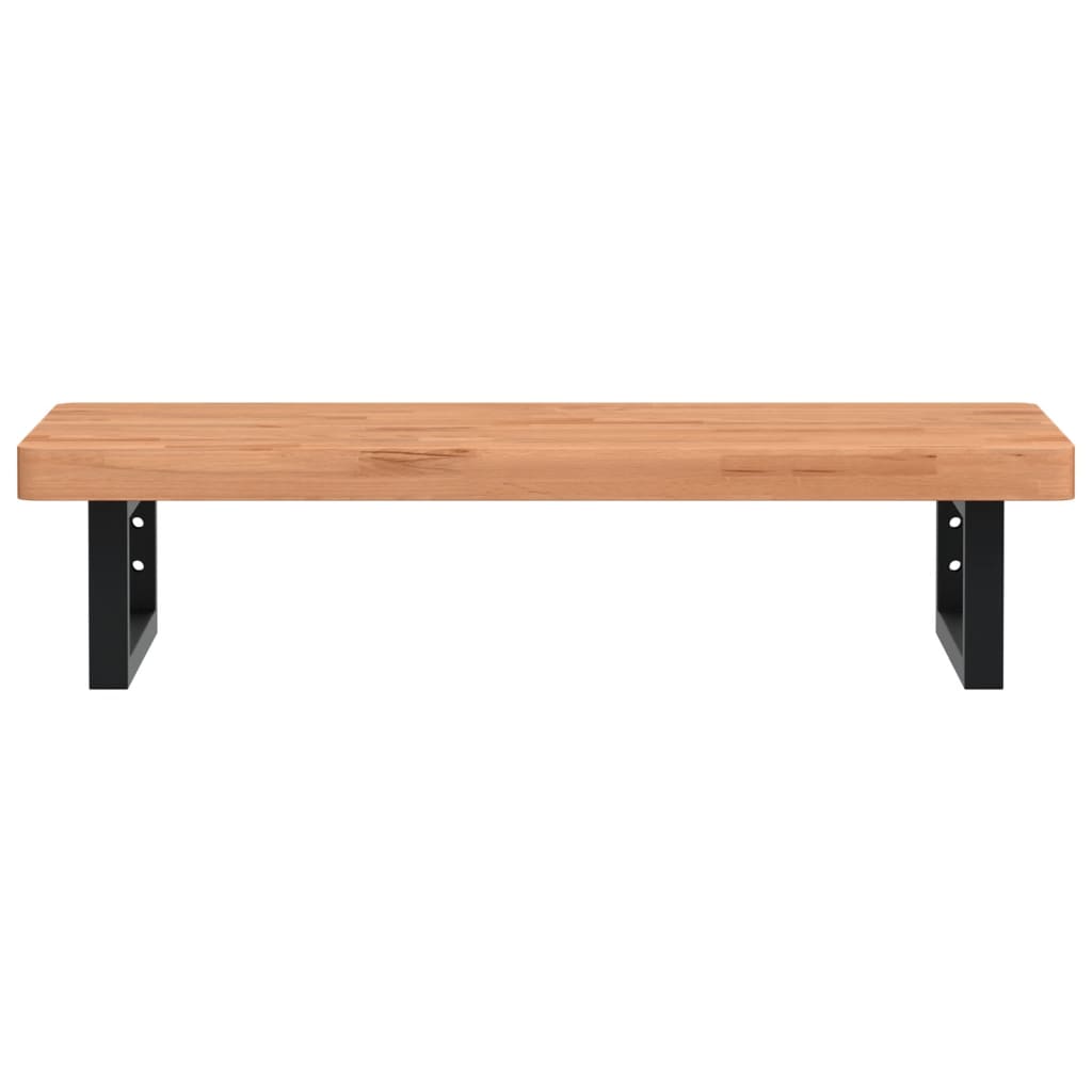 vidaXL Waschbeckenregal Wandmontage Stahl und Massivholz Buche