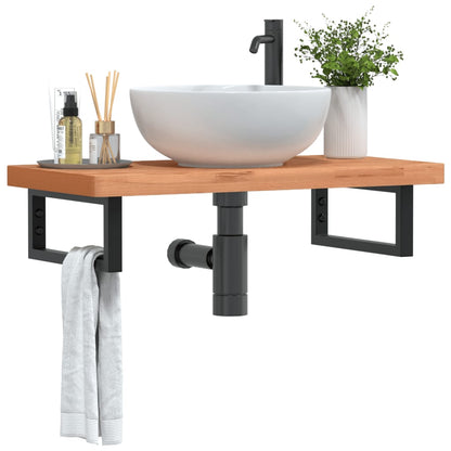 vidaXL Waschbeckenregal Wandmontage Stahl und Massivholz Buche