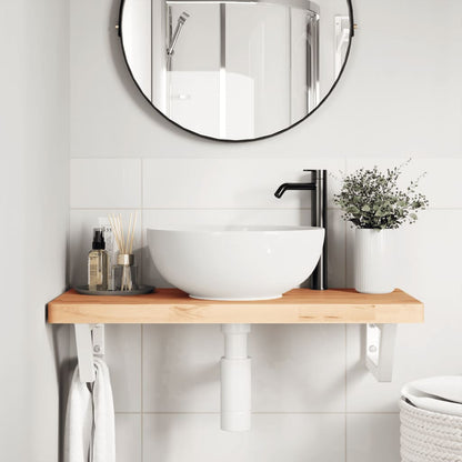 vidaXL Waschbeckenregal Wandmontage Stahl und Massivholz Buche