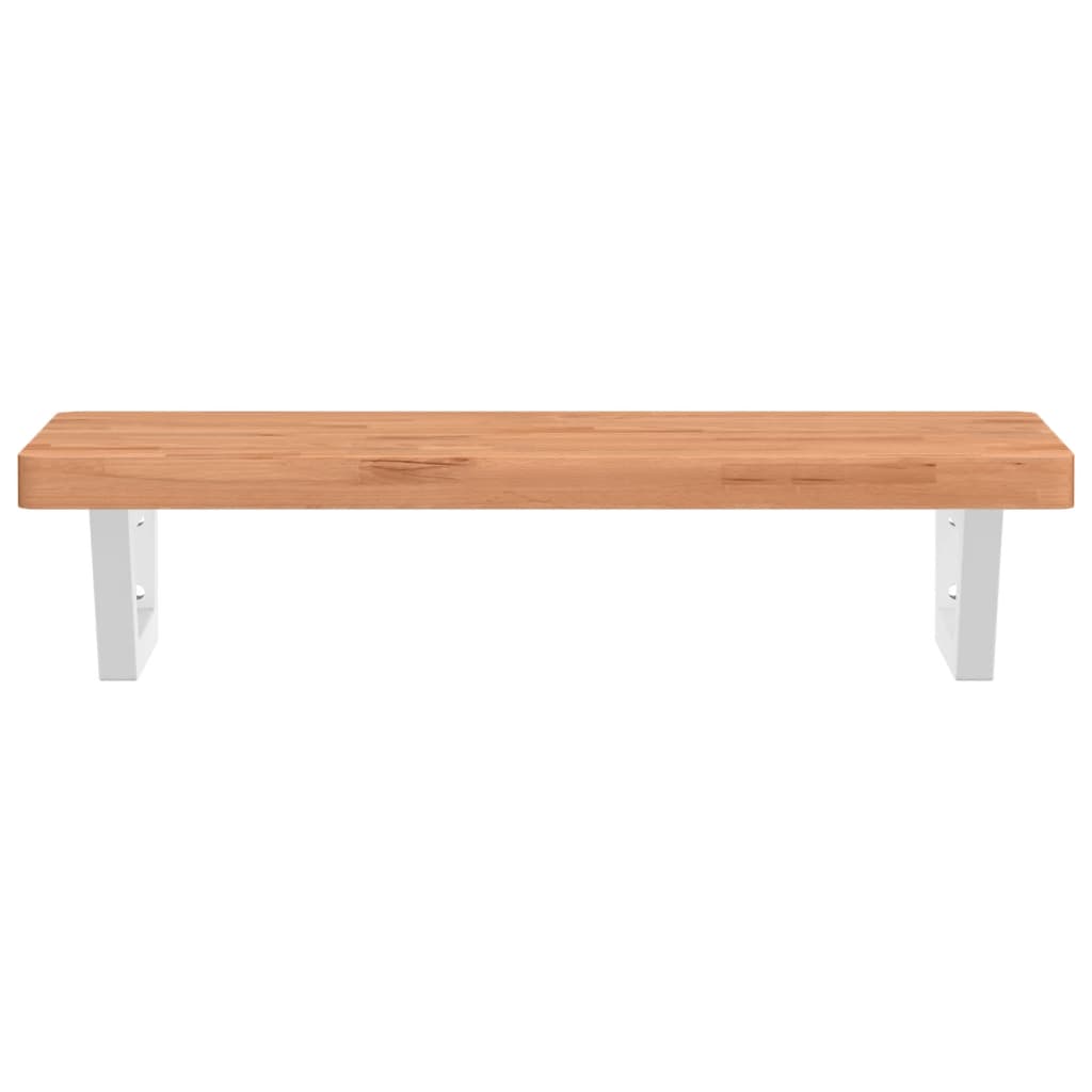 vidaXL Waschbeckenregal Wandmontage Stahl und Massivholz Buche