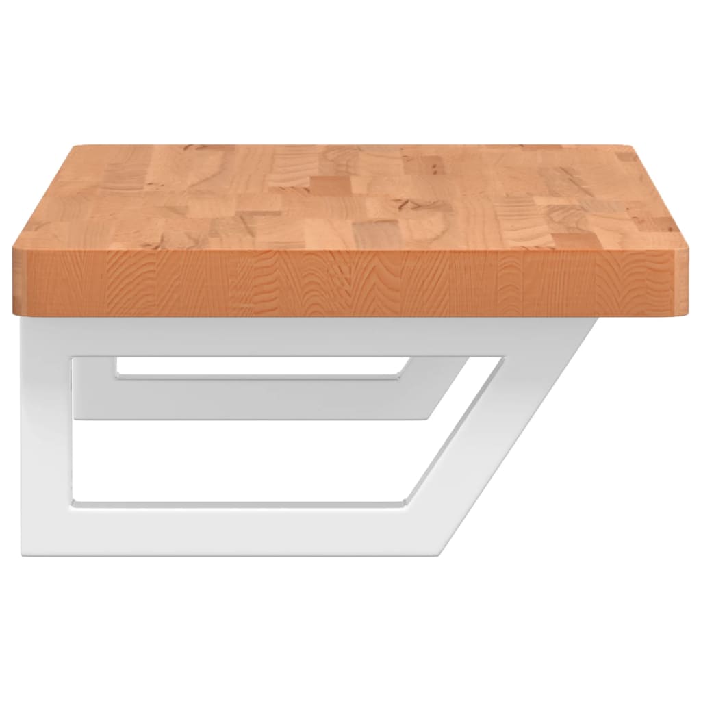vidaXL Waschbeckenregal Wandmontage Stahl und Massivholz Buche