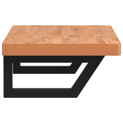 vidaXL Waschbeckenregal Wandmontage Stahl und Massivholz Buche