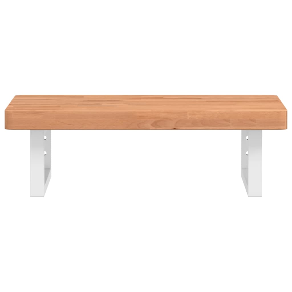 vidaXL Waschbeckenregal Wandmontage Stahl und Massivholz Buche