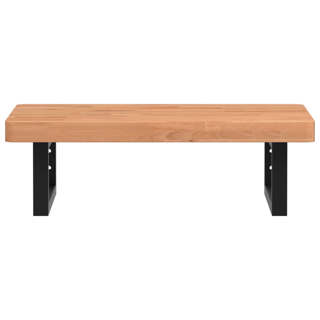 vidaXL Waschbeckenregal Wandmontage Stahl und Massivholz Buche