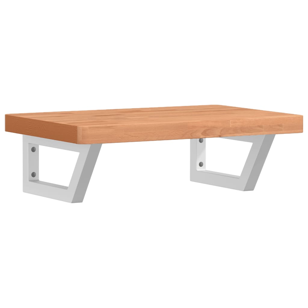 vidaXL Waschbeckenregal Wandmontage Stahl und Massivholz Buche