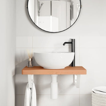vidaXL Waschbeckenregal Wandmontage Stahl und Massivholz Buche