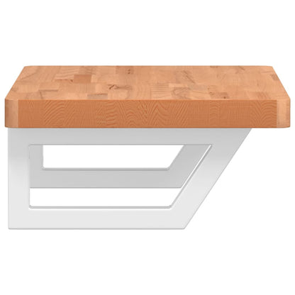 vidaXL Waschbeckenregal Wandmontage Stahl und Massivholz Buche