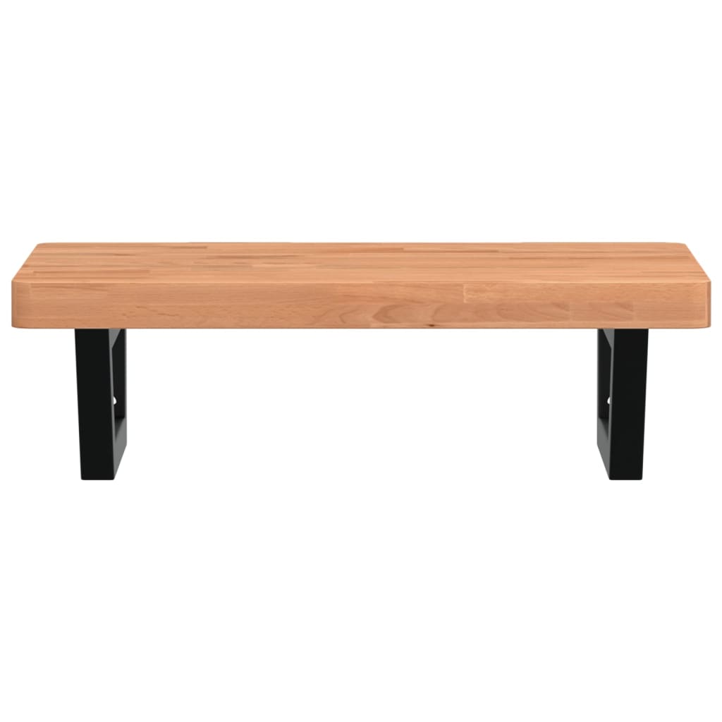 vidaXL Waschbeckenregal Wandmontage Stahl und Massivholz Buche
