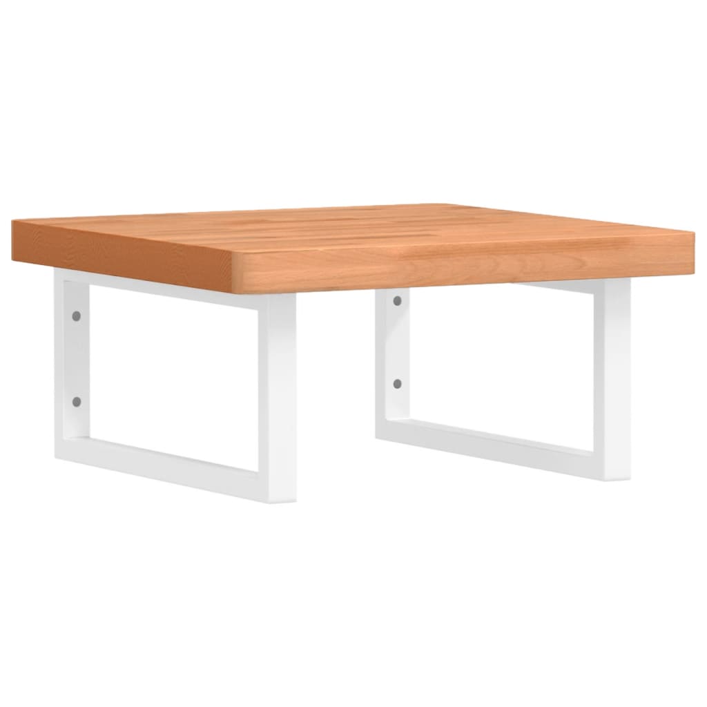 vidaXL Waschbeckenregal Wandmontage Stahl und Massivholz Buche