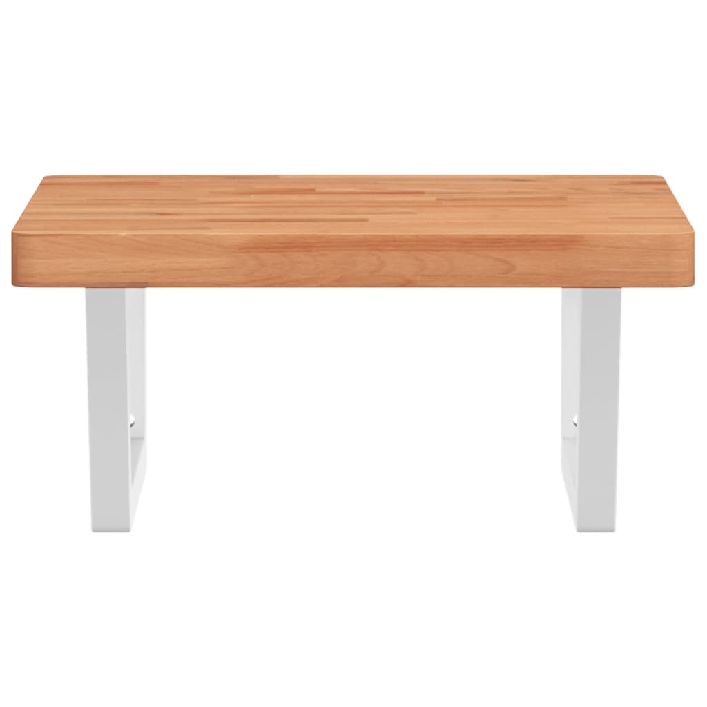 vidaXL Waschbeckenregal Wandmontage Stahl und Massivholz Buche