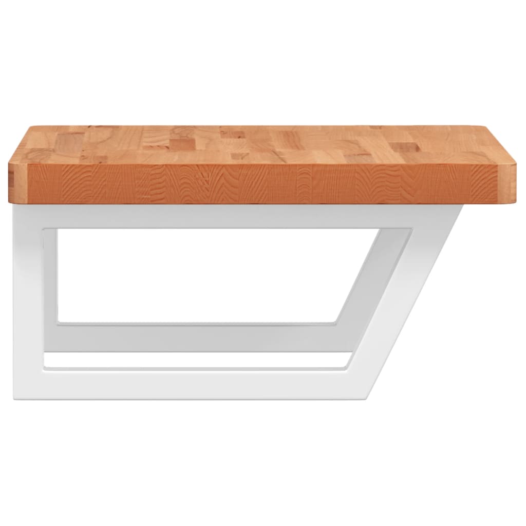 vidaXL Waschbeckenregal Wandmontage Stahl und Massivholz Buche