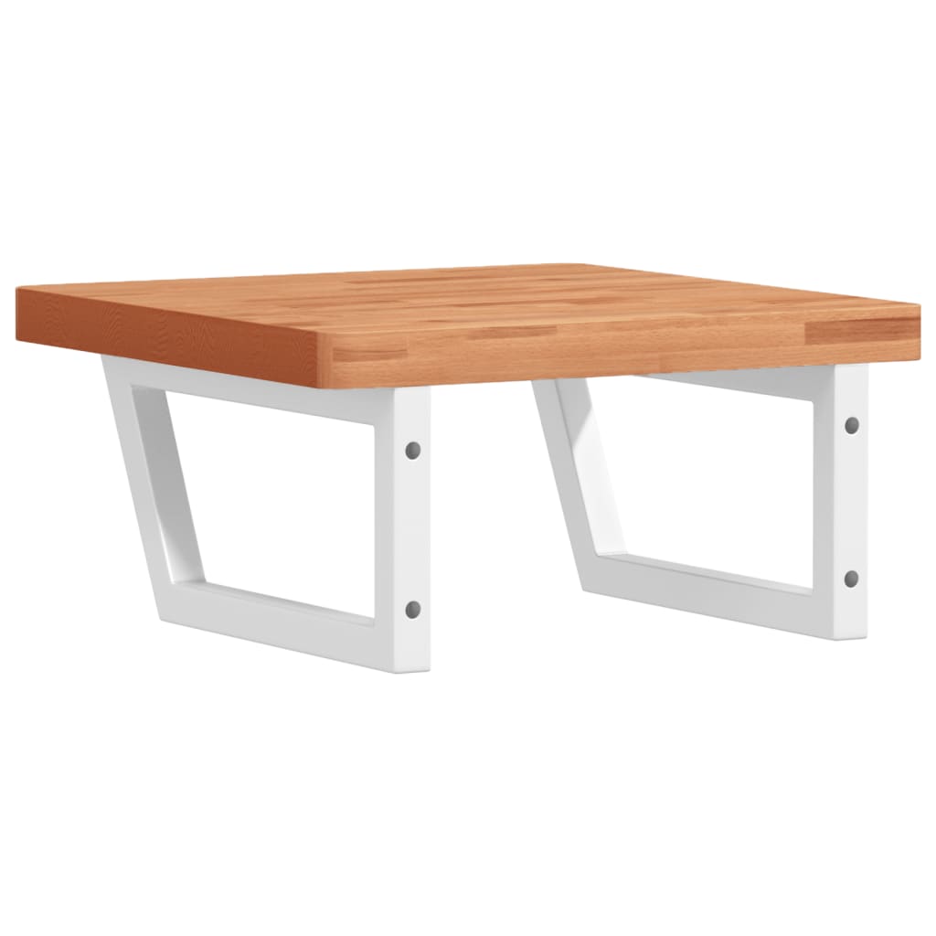 vidaXL Waschbeckenregal Wandmontage Stahl und Massivholz Buche