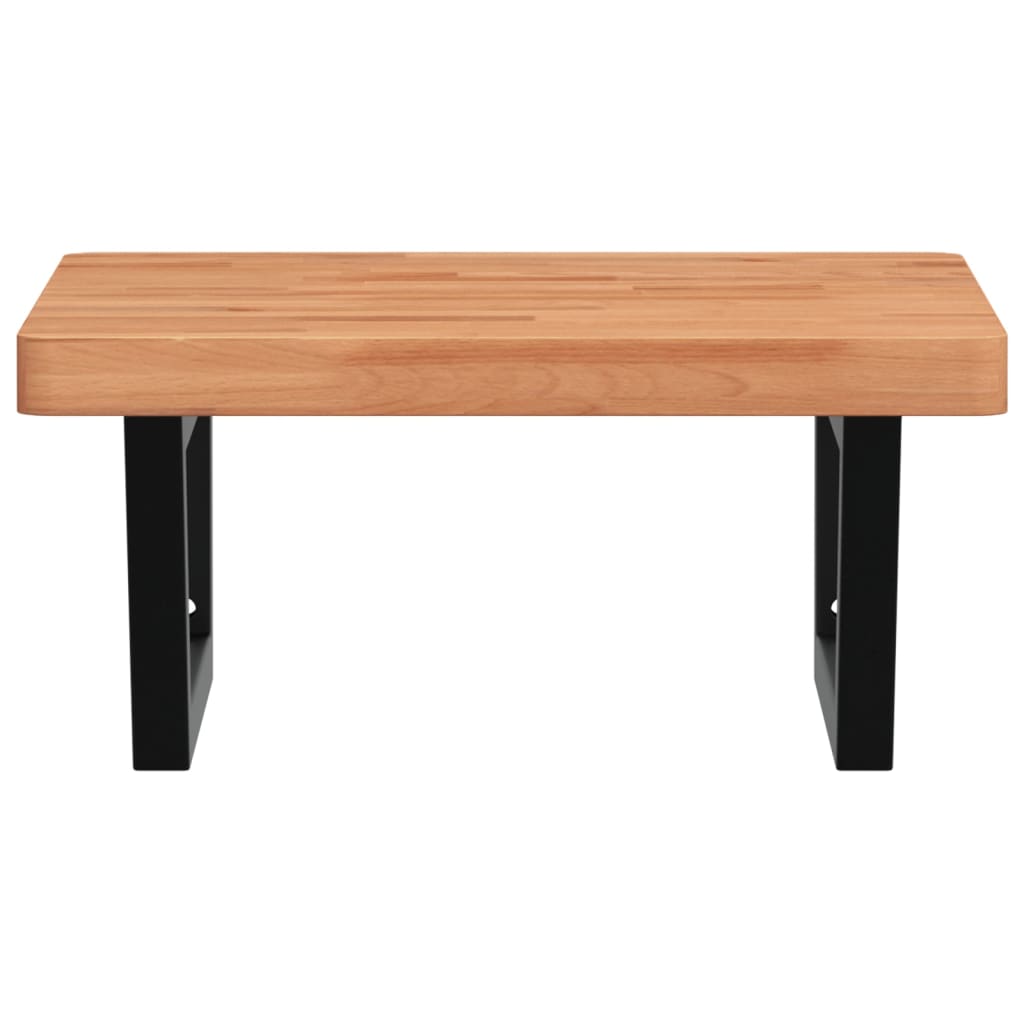 vidaXL Waschbeckenregal Wandmontage Stahl und Massivholz Buche