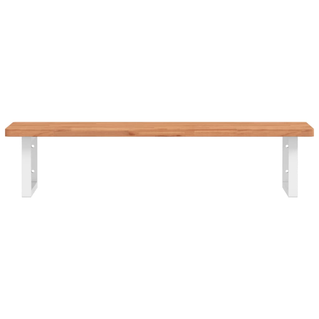vidaXL Waschbeckenregal Wandmontage Stahl und Massivholz Buche