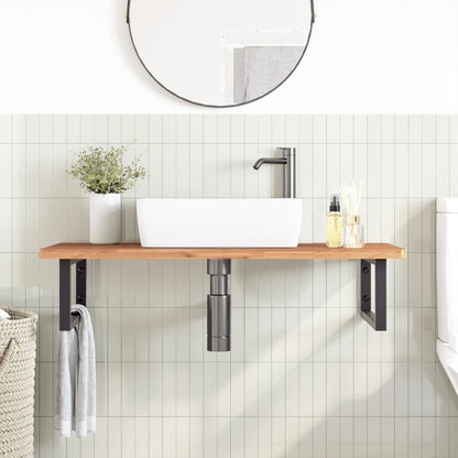 vidaXL Waschbeckenregal Wandmontage Stahl und Massivholz Buche