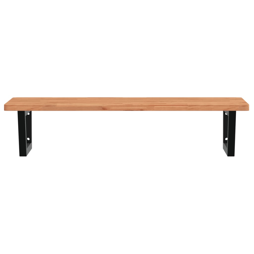 vidaXL Waschbeckenregal Wandmontage Stahl und Massivholz Buche