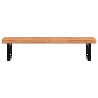 vidaXL Waschbeckenregal Wandmontage Stahl und Massivholz Buche