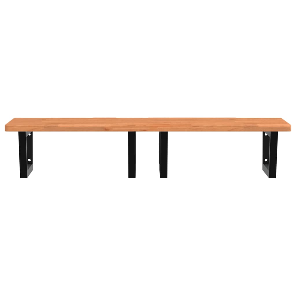 vidaXL Waschbeckenregal Wandmontage Stahl und Massivholz Buche