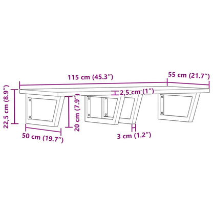 vidaXL Waschbeckenregal Wandmontage Stahl und Massivholz Buche