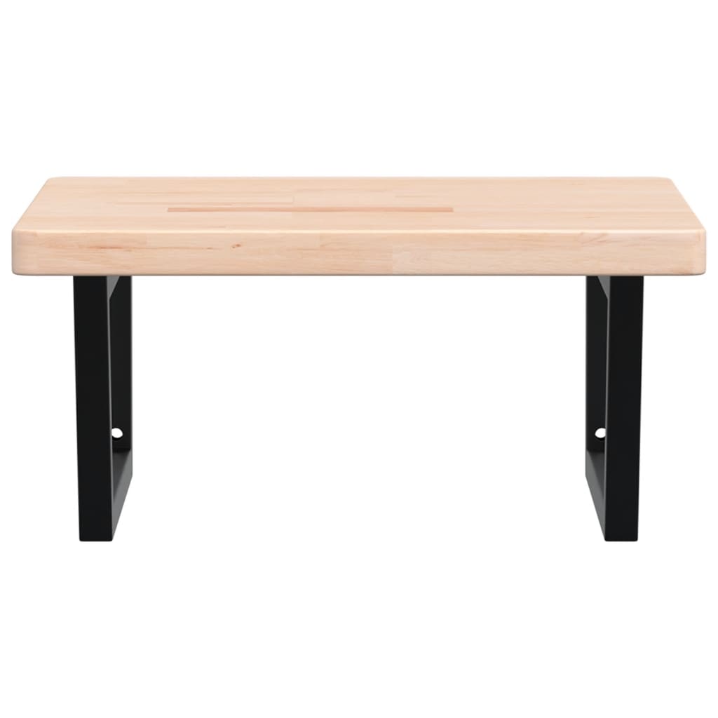 vidaXL Waschtischplatte mit Halterung Stahl und Massivholz Eiche