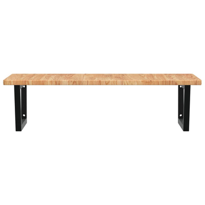 vidaXL Waschtischplatte mit Halterung Stahl und Massivholz Eiche