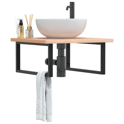 vidaXL Waschbeckenregal Wandmontage Stahl und Massivholz Buche