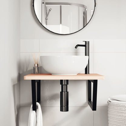 vidaXL Waschbeckenregal Wandmontage Stahl und Massivholz Buche