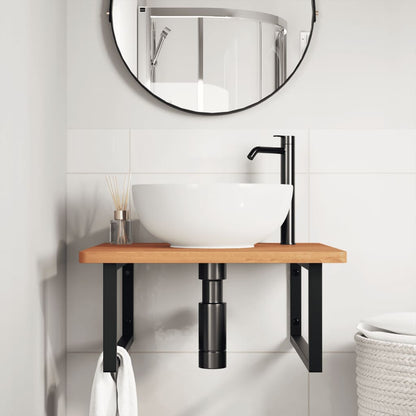 vidaXL Waschbeckenregal Wandmontage Stahl und Massivholz Buche