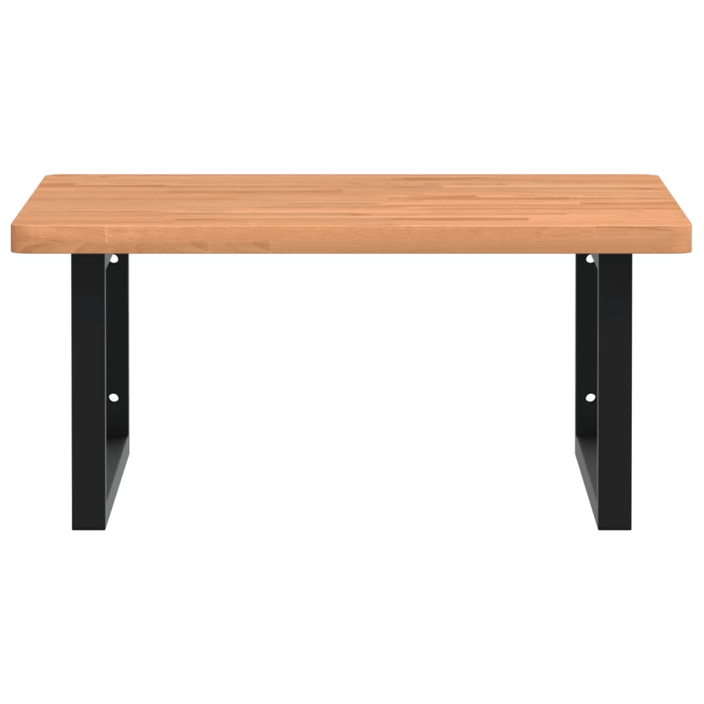 vidaXL Waschbeckenregal Wandmontage Stahl und Massivholz Buche