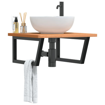 vidaXL Étagère de lavabo murale en acier et bois de hêtre massif